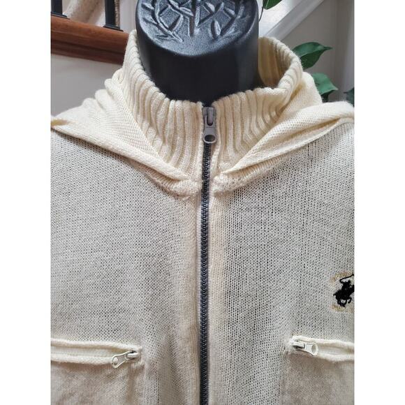Beverly Hills Men's Cream 100% Acrylic Long Sleeve Full Zip Knit Sweater Size XL - Picture 3 of 12